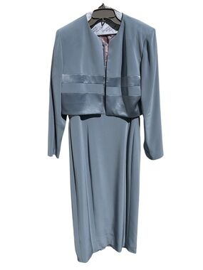 Vintage Jones New York Evening Lined Floor Length Dress & Jacket Blue Size 12